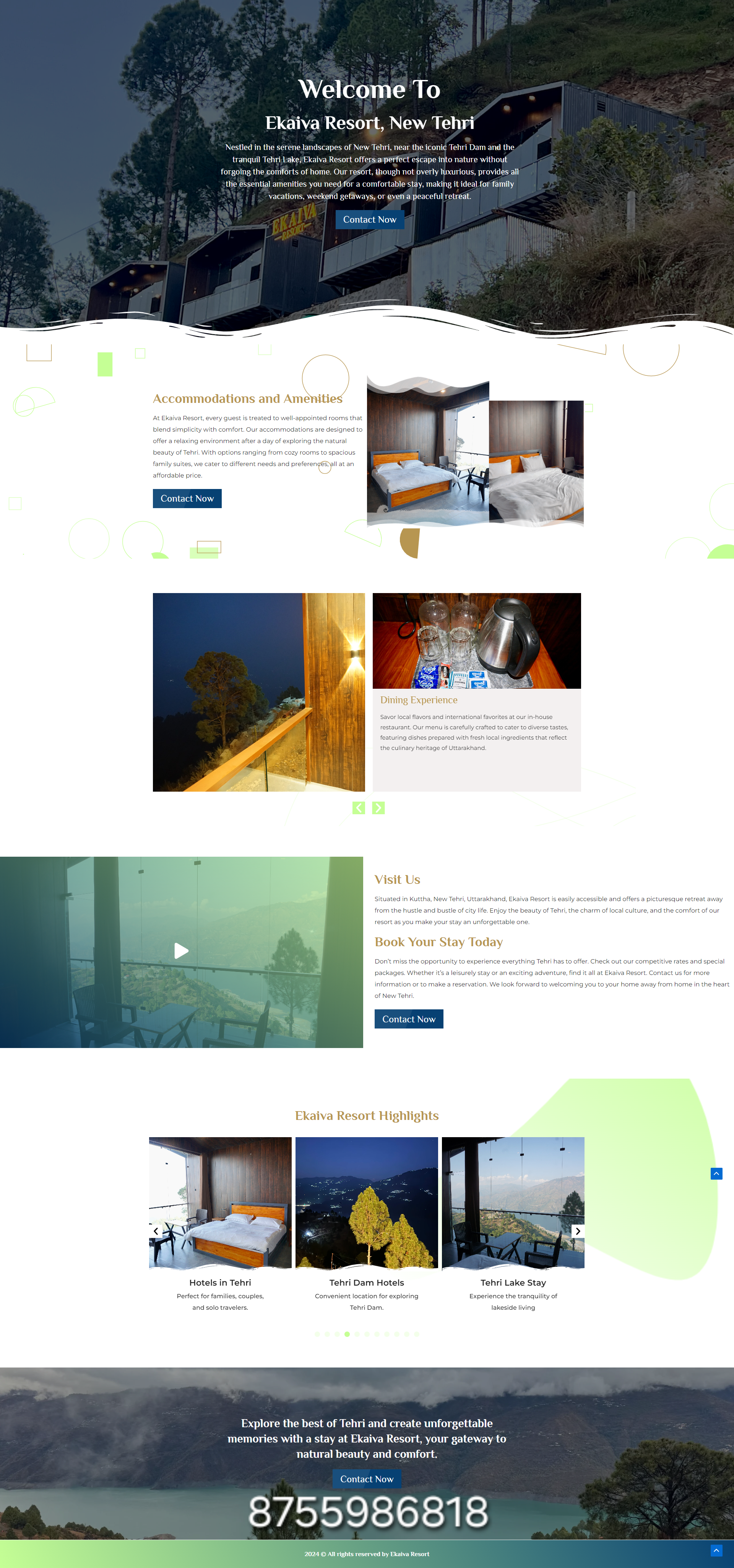 Ekaiva Resort Landing Page